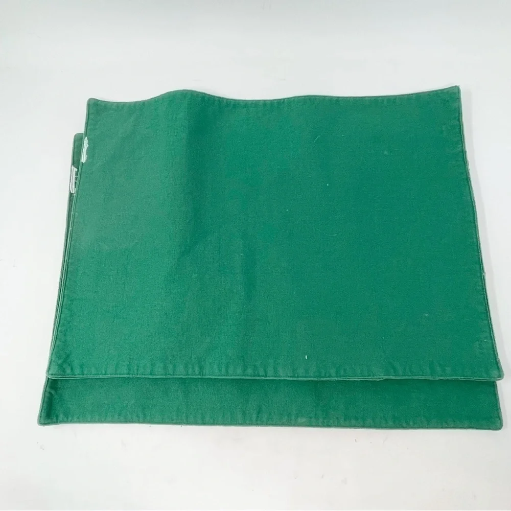 Set Of 2 Green Velvet CHRISTMAS HOLIDAY Beaded Holly Placemats 13” X 18”